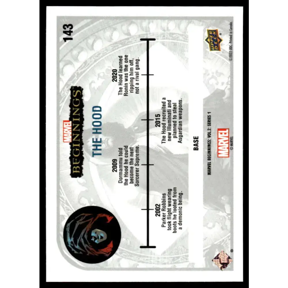 2022 Upper Deck Marvel Beginnings Vol. 2 Series 1 #143 The Hood NonSport - Marvel Card Single