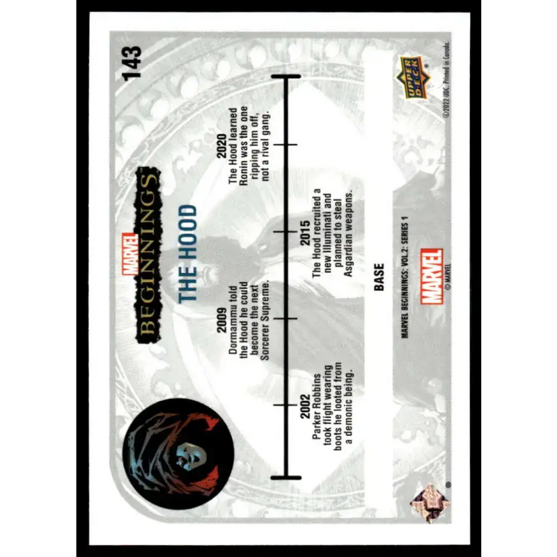 2022 Upper Deck Marvel Beginnings Vol. 2 Series 1 #143 The Hood NonSport - Marvel Card Single