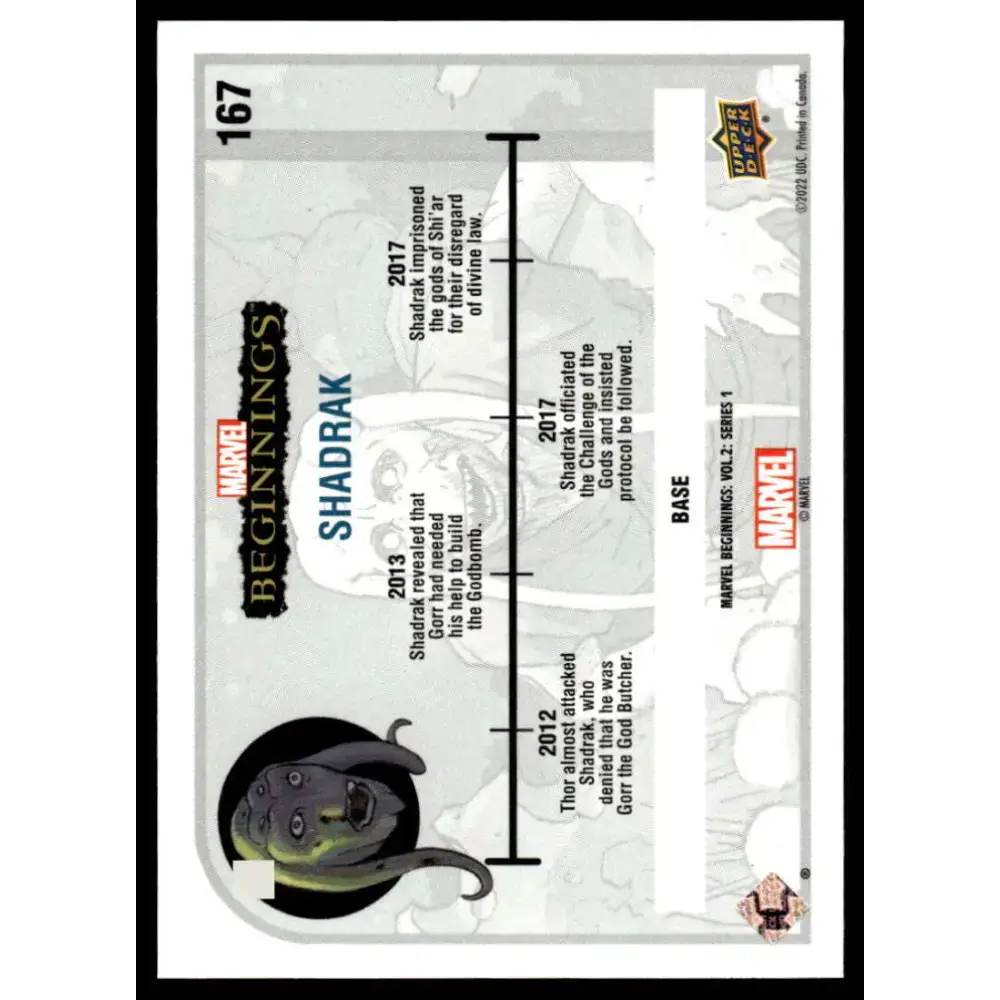 2022 Upper Deck Marvel Beginnings Vol. 2 Series 1 #167 Shadrak NonSport - Marvel Card Single