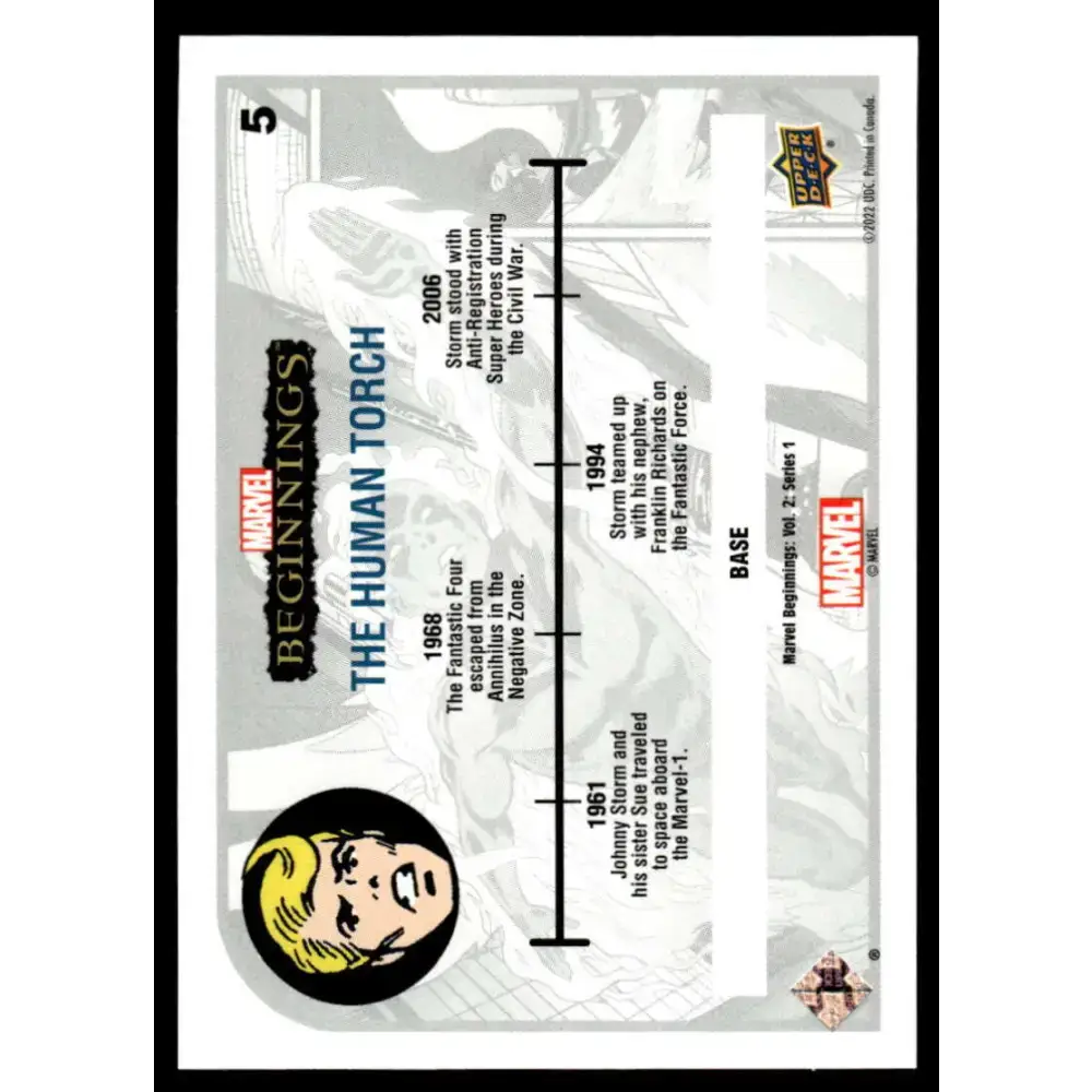 2022 Upper Deck Marvel Beginnings Vol. 2 Series 1 #5 Johnny Storm NonSport - Marvel Card Single