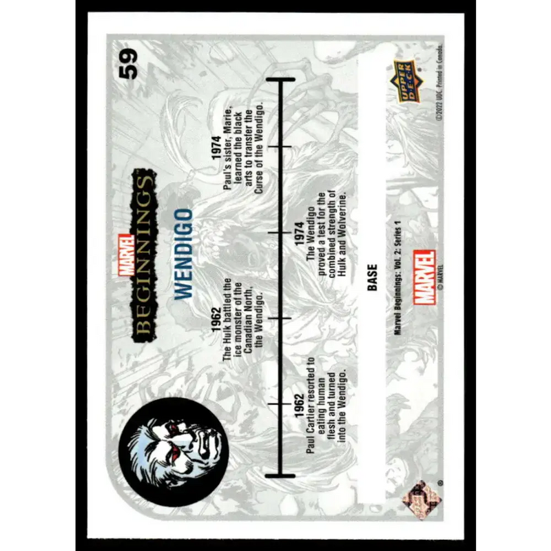 2022 Upper Deck Marvel Beginnings Vol. 2 Series 1 #59 Wendigo NonSport - Marvel Card Single