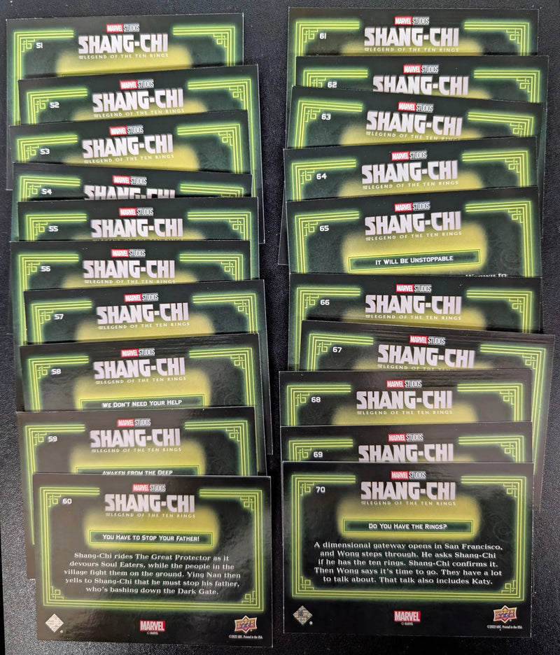 2022 Upper Deck Marvel Shang-Chi Complete 20 Card High Number Set 51 to 70 - Marvel Card Single