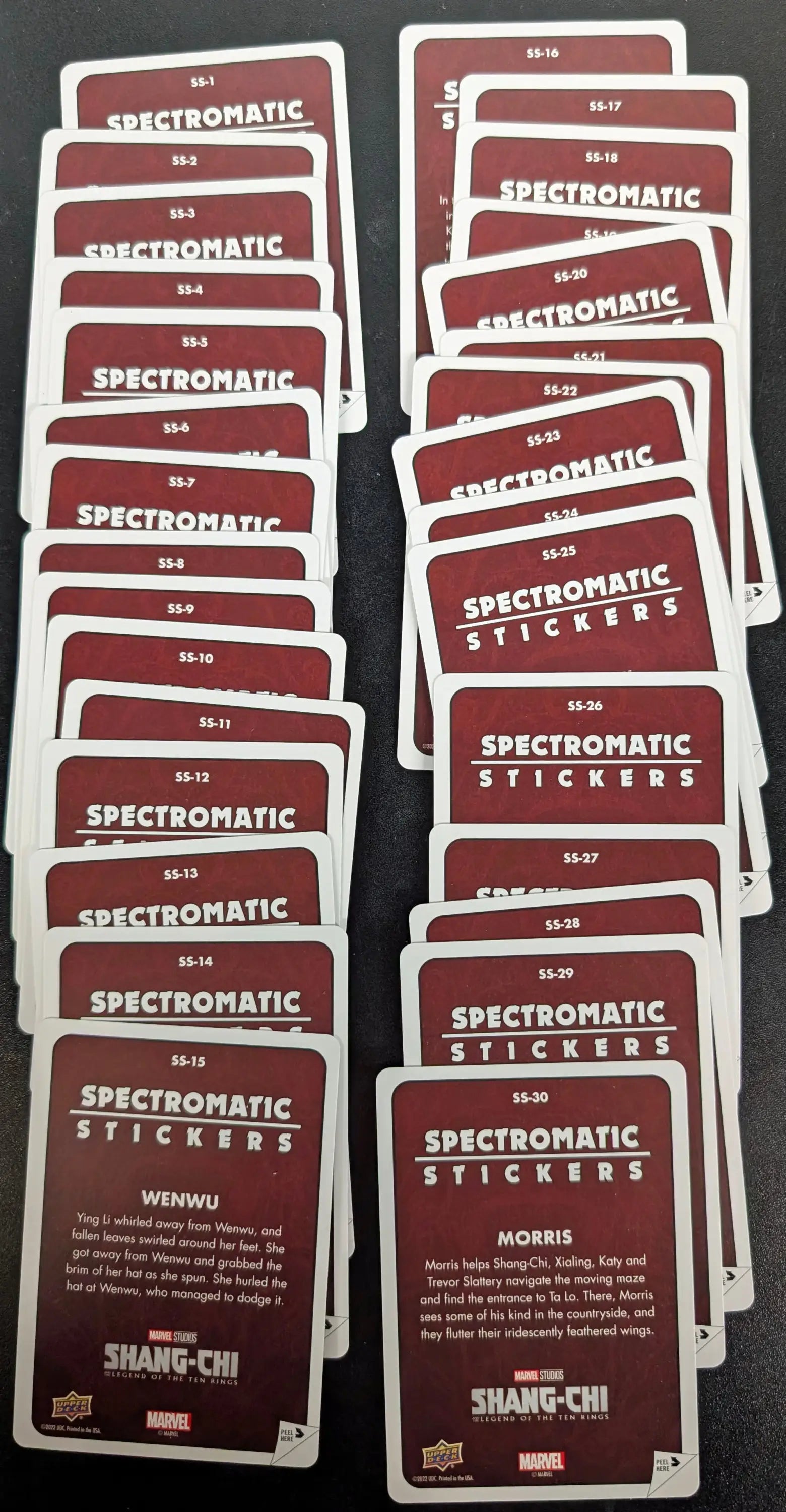 2022 Upper Deck Marvel Shang-Chi Complete 30 Card Spectromatic Stickers Set SS-1 to SS-30 - Non-Sports Card Single