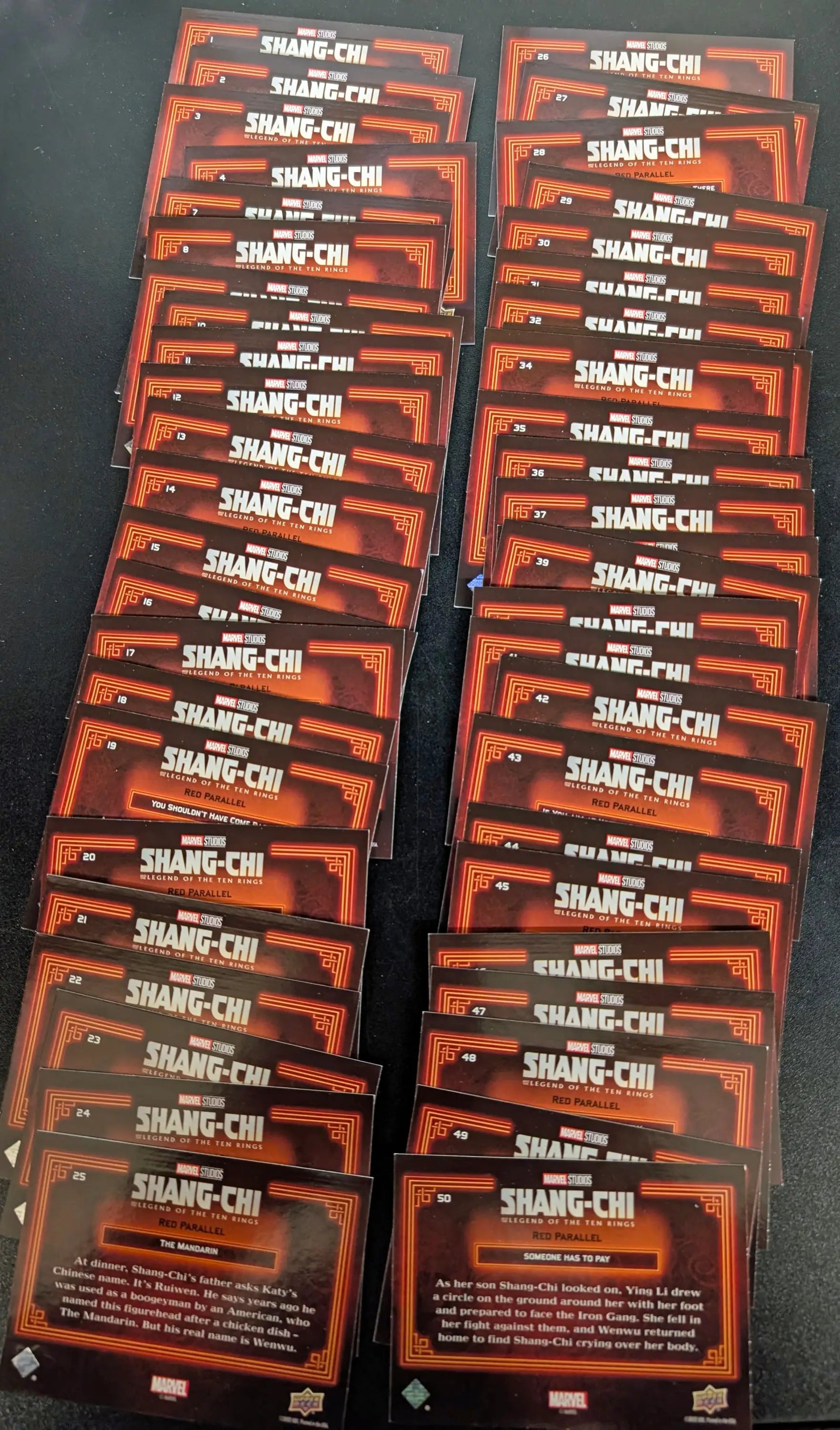 2022 Upper Deck Marvel Shang-Chi Complete 50 Card Red Parallel Set - Marvel Card Single