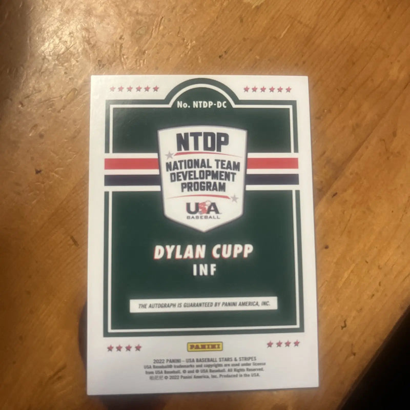 Dylan Cupp baseball card from 2022 USA Stars and Stripes Dylan Cupp Auto /50 #NTDP-DC