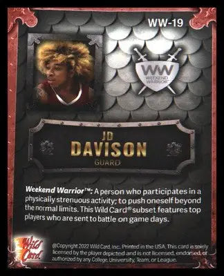 2022 WC Matte Weekend Warrior Silver/Grey/Orange #WW-19 JD Davison #/50