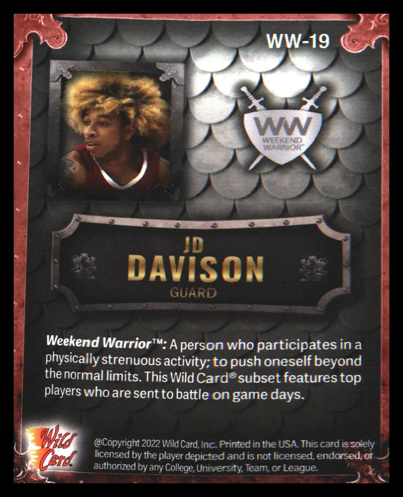 2022 WC Matte Weekend Warrior Silver/Grey/Orange #WW-19 JD Davison #/50