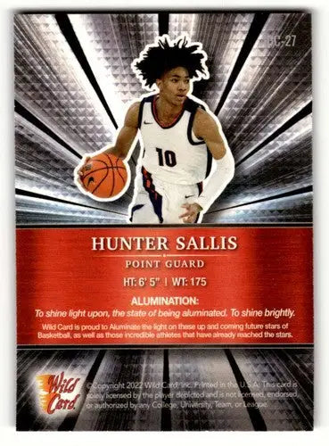 2022 Wild Card Alumination #ABC-27 Hunter Sallis Basketball Cards N ID:62444 - Basketball Card Single