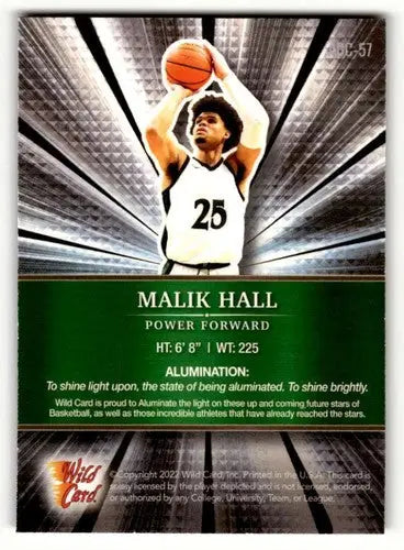 2022 Wild Card Alumination #ABC-57 Malik Hall Basketball Cards NM-M ID:62449 - Basketball Card Single