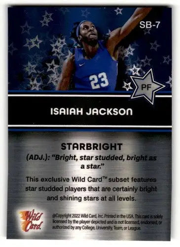 2022 Wild Card Alumination #SB-7 Isiah Jackson Basketball Cards NM- ID:62439 - Basketball Card Single