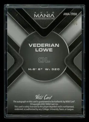 2022 Wild Card Mania Americana Vederian Lowe #AMA-TR98 Autograph 3/5 Football - Football Card Single