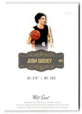 2022 Wild Card Matte #LBC-3 Josh Giddey Limited Base Cards White - Basketball Card Single