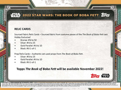 Topps 2022 Star Wars Book of Boba Fett Case of 12 Hobby Tin Boxes