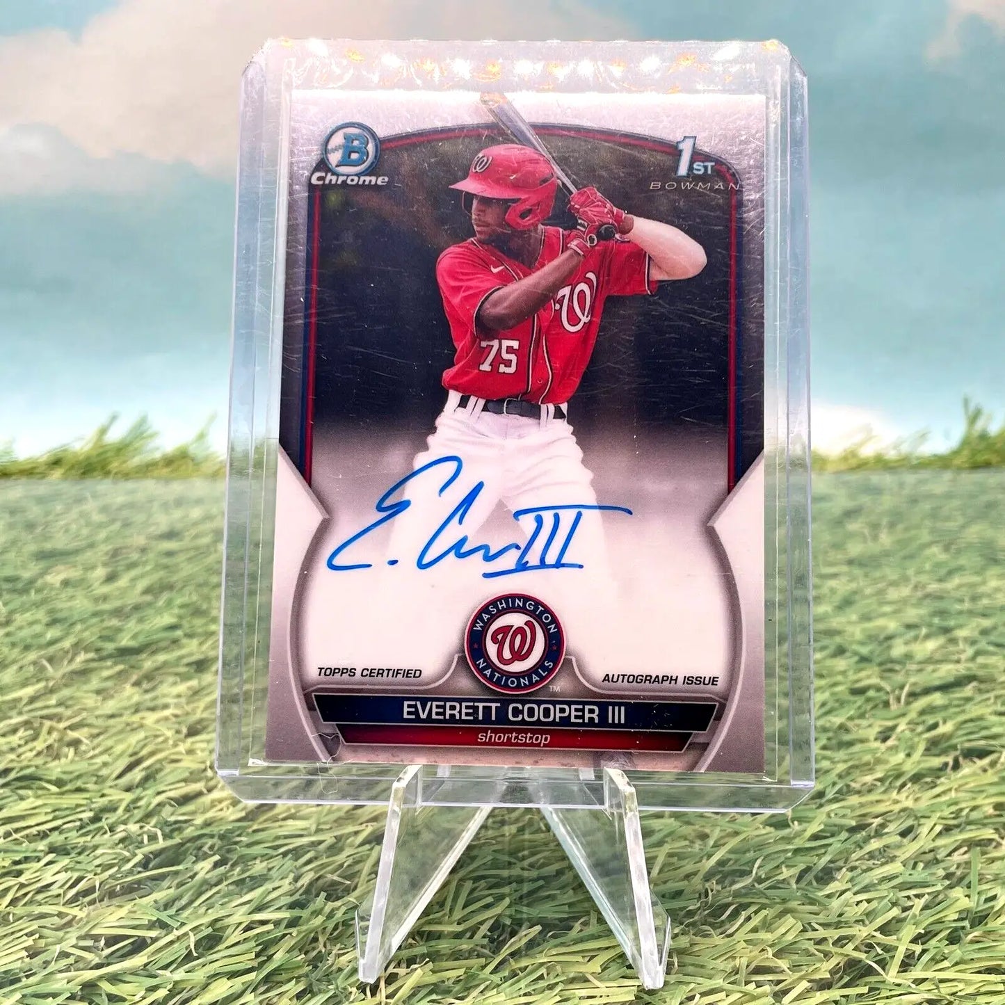 Everett Cooper III autographed baseball card from 2023 Bowman Chrome trading set