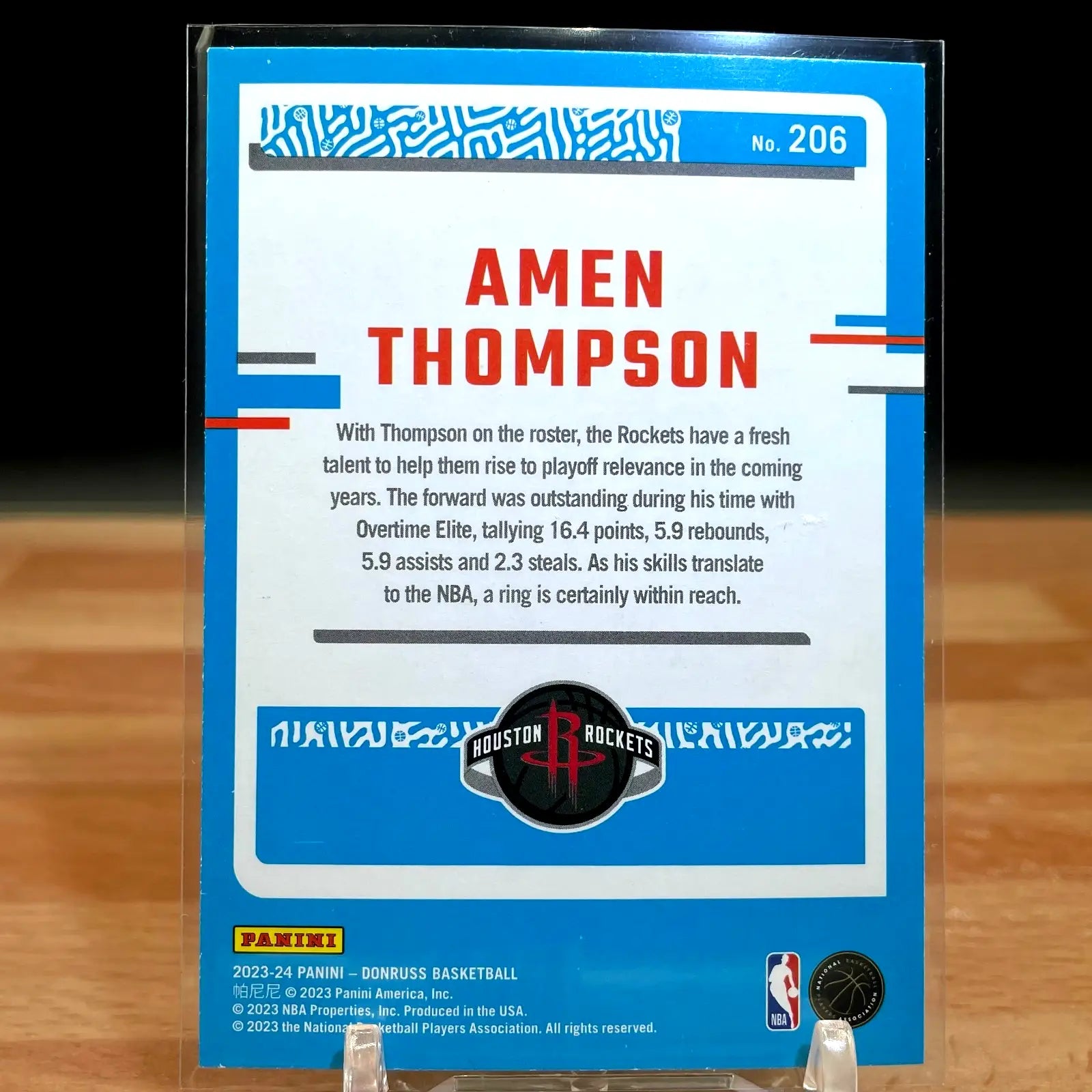 2023-2024 Panini Donruss Green Laser Rated Rookie Amen Thompson #206 RC Rockets - Basketball Card Single