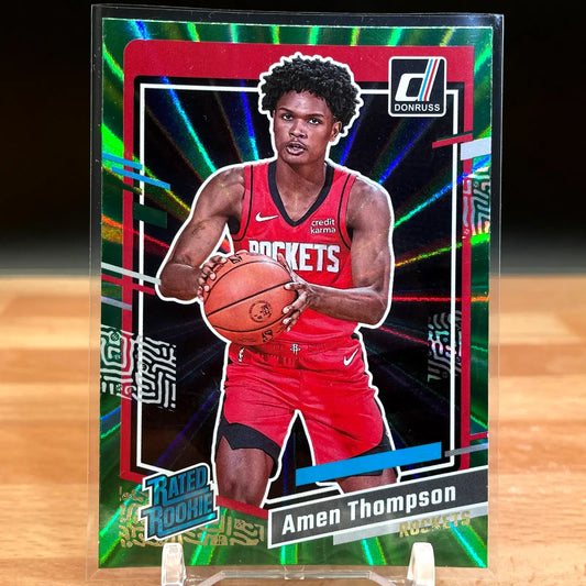 2023-2024 Panini Donruss Green Laser Rated Rookie Amen Thompson #206 RC Rockets - Basketball Card Single