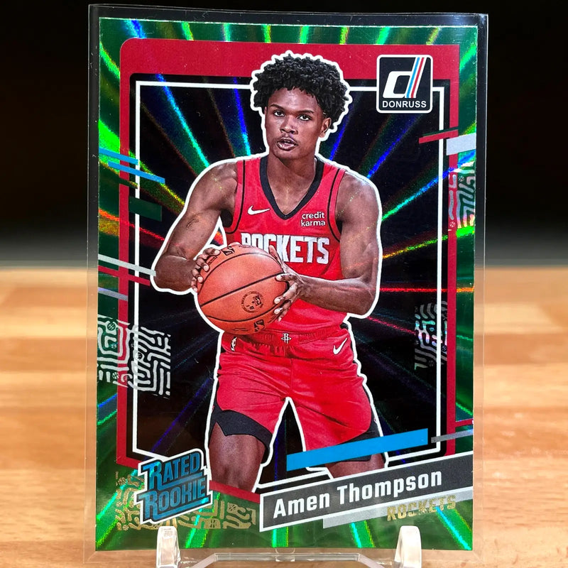 2023-2024 Panini Donruss Green Laser Rated Rookie Amen Thompson #206 RC Rockets - Basketball Card Single