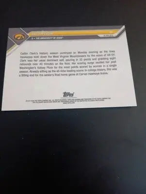 2023-24 Bowman U Now - Caitlin Clark #74. Iowa (RC). NRMT+ - Basketball Card Single