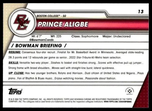 2023-24 Bowman University Chrome #13 Prince Aligbe NM-MT ID:67384 - Basketball Card Single