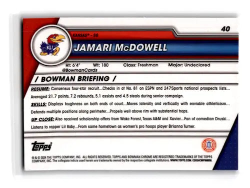 2023-24 Bowman University Chrome #40 Jamari McDowell NM-MT ID:67392 - Baseball Card Single