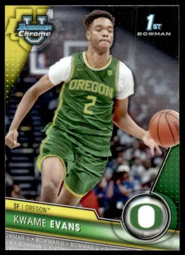 Kwame Evans basketball card from 2023-24 Bowman University Chrome collection