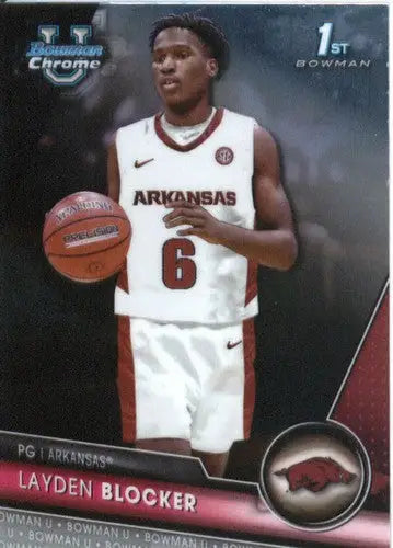 Original gloss Bowman University Chrome Layden Blocker basketball card 2023-24