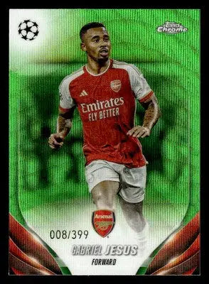 2023-24 Chrome UEFA Club Comps #40 Gabriel Jesus Neon Green Wave Refractor #/399 - Soccer Card Single