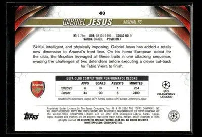 2023-24 Chrome UEFA Club Comps Gabriel Jesus #40 Neon Green Wave Refr #/399 - Soccer Card Single