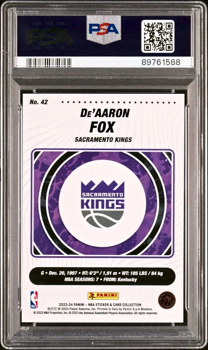 2023-24 De’Aaron Fox Panini NBA #42 Red Foil Card Kings #117 / 125 PSA 6 EX-MT - Basketball Card Single
