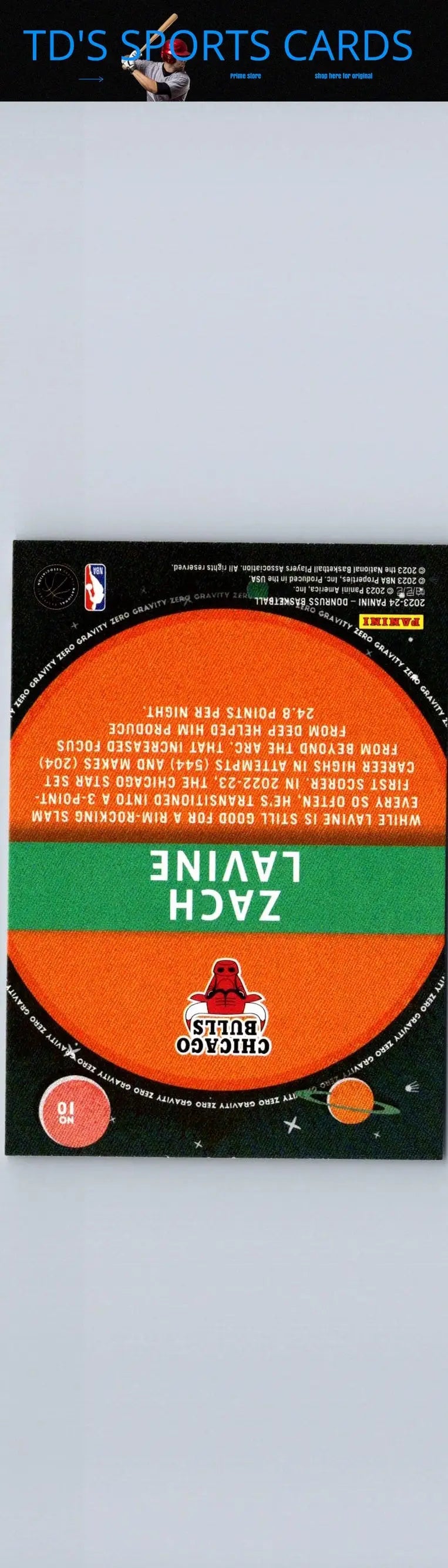 Zach Lavine basketball card from 2023-24 Donruss Zero Gravity collection