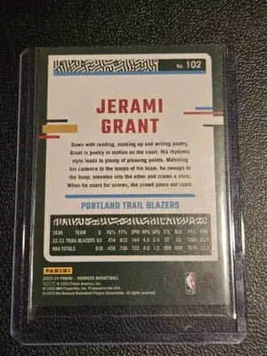 2023-24 Donruss #102 Jerami Grant Green Laser Holo - Basketball Card Single