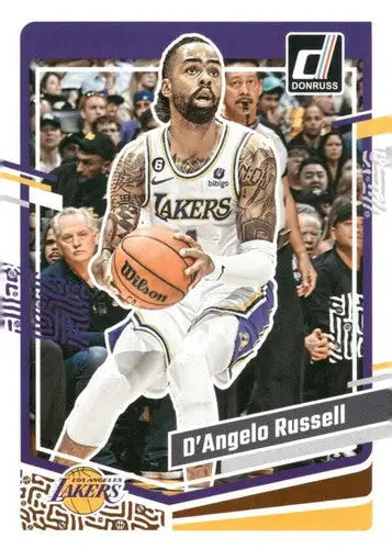 Original gloss D’Angelo Russell NM-MT Lakers basketball card from 2023-24 Donruss series