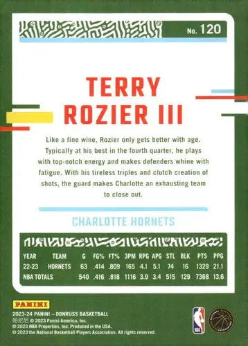 2023-24 Donruss #120 Terry Rozier III NM-MT Hornets ID:70623 - Basketball Card Single