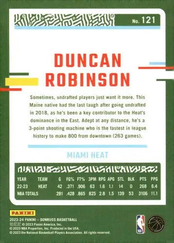 2023-24 Donruss #121 Duncan Robinson NM-MT Heat ID:70269 - Basketball Card Single