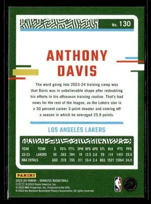 2023-24 Donruss #130 Anthony Davis Green Laser Holo Los Angeles Lakers - Basketball Card Single