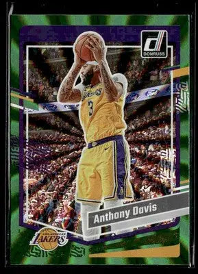 2023-24 Donruss #130 Anthony Davis Green Laser Holo Los Angeles Lakers - Basketball Card Single