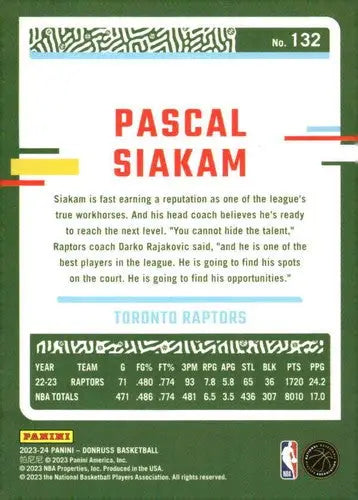 Pascal Siakam basketball card with original gloss, Pascal Siakam NM-MT, Raptors 2023-24