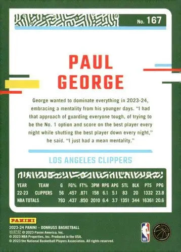 Original gloss 2023-24 Donruss Paul George basketball card NM-MT Clippers