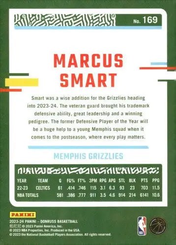 2023-24 Donruss #169 Marcus Smart NM-MT Grizzlies ID:70648 - Basketball Card Single