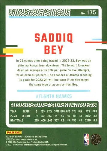 Original gloss Saddiq Bey basketball card from 2023-24 Donruss by Simply Sandoval