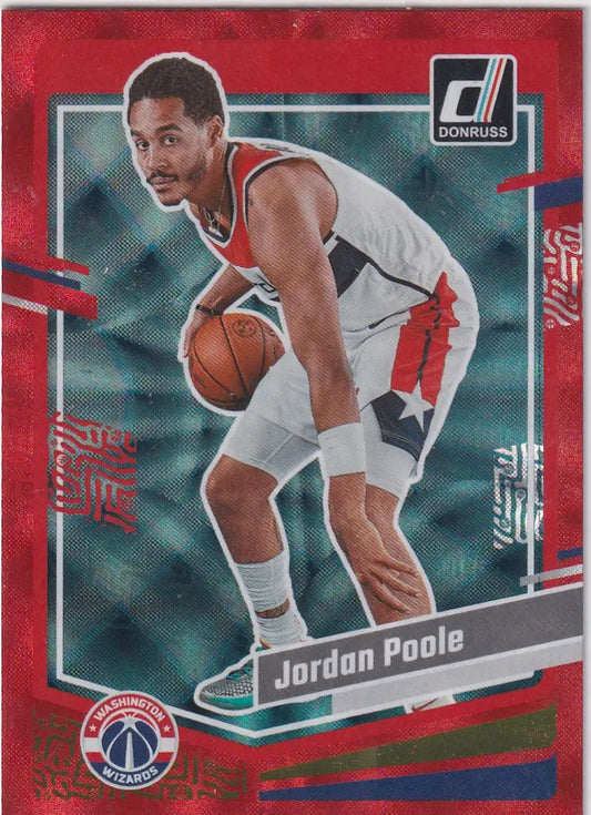 2023-24 DONRUSS #177 JORDAN POOLE RED HOLO- WASHINGTON WIZARDS - Basketball Card Single