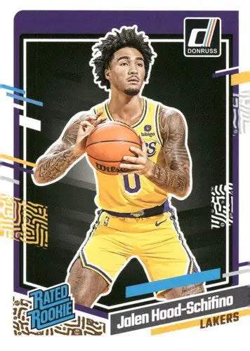 Original gloss Jalen Hood-Schifino Rated Rookie basketball card from 2023-24 Donruss series