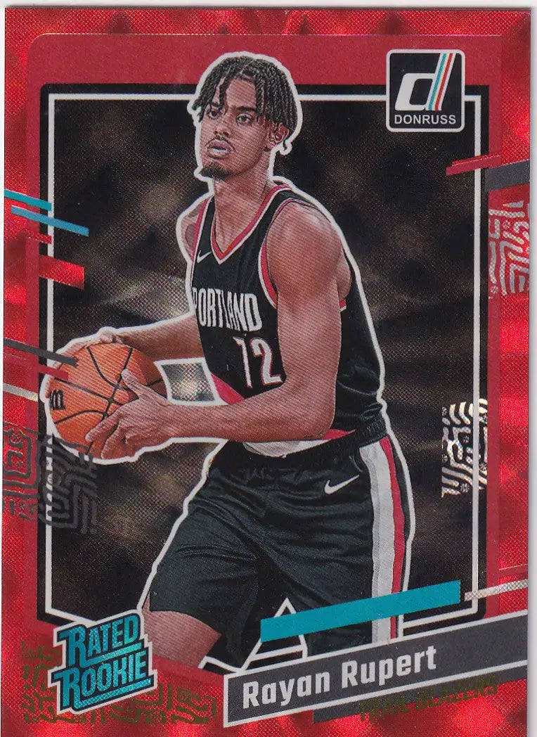 2023-24 DONRUSS #218 RAYAN RUPERT RED HOLO- PORTLAND TRAIL BLAZZERS