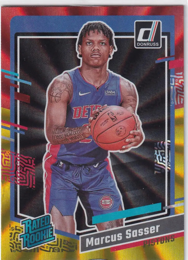 2023-24 DONRUSS #222 MARCUS SASSER RED & YELLOW LAZER- DETROIT PISTONS - Basketball Card Single