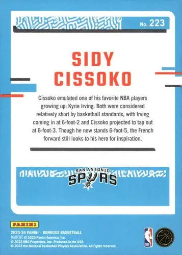 2023-24 Donruss #223 Sidy Cissoko NM-MT RC Rookie Spurs Rated Rookie ID:70287 - Basketball Card Single