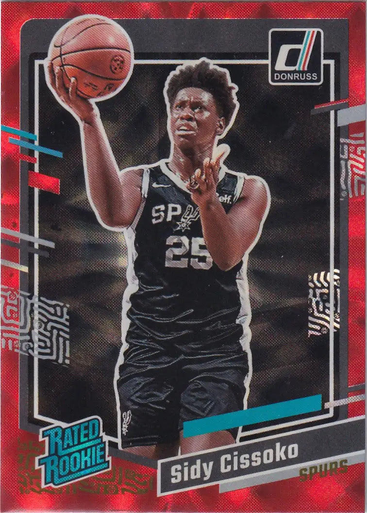 2023-24 DONRUSS #223 SIDY CISSOKO RED HOLO- SAN ANTONIO SPURS