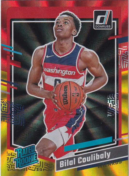 2023-24 DONRUSS #225 BILAL COULIBALY RED & YELLOW LAZER- WASHINGTON WIZARDS - Basketball Card Single