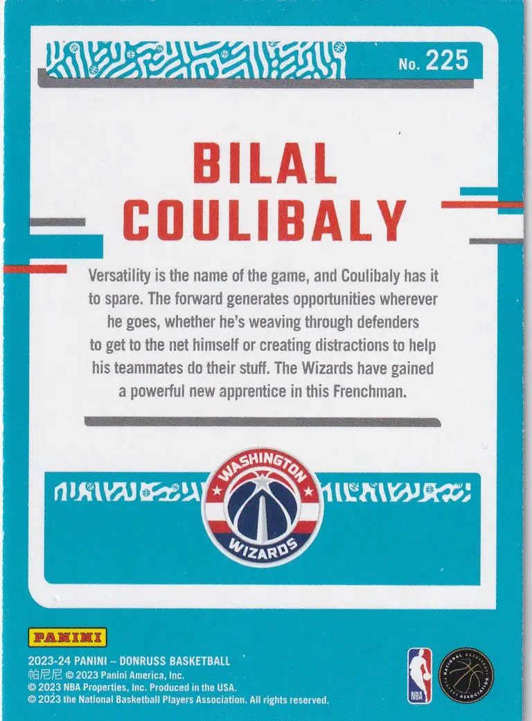 2023-24 DONRUSS #225 BILAL COULIBALY RED & YELLOW LAZER- WASHINGTON WIZARDS