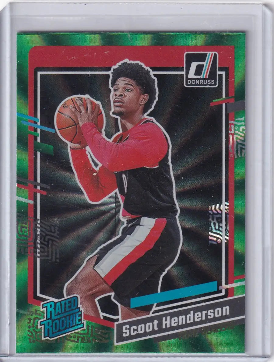 2023-24 DONRUSS #250 SCOOT HENDERSON GREEN LAZER- PORTLAND TRAIL BLAZZERS - Basketball Card Single
