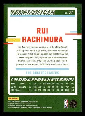 2023-24 Donruss #37 Rui Hachimura Base Los Angeles Lakers - Basketball Card Single